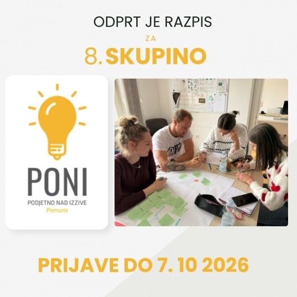 Odprt je razpis za 8. skupino PONI Pomurje