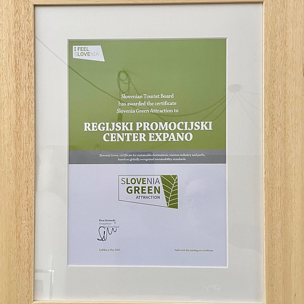 Podelitev plaket Slovenia Green: Expano prejel plaketo Slovenia Green Attraction